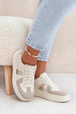 Boto Buty Sportowe Na Platformie|Sneakersy Damskie*Eko Skórzane Sneakersy Damskie Na Platformie Beżowe Goriette