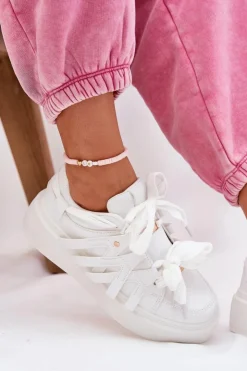 Boto Eko Skórzane Sneakersy Na Platformie Białe Penolle Biały