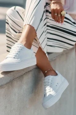 Sale Big Star Shoes Eko Skórzane Trampki Damskie Na Platformie Big Star RR274298 Białe