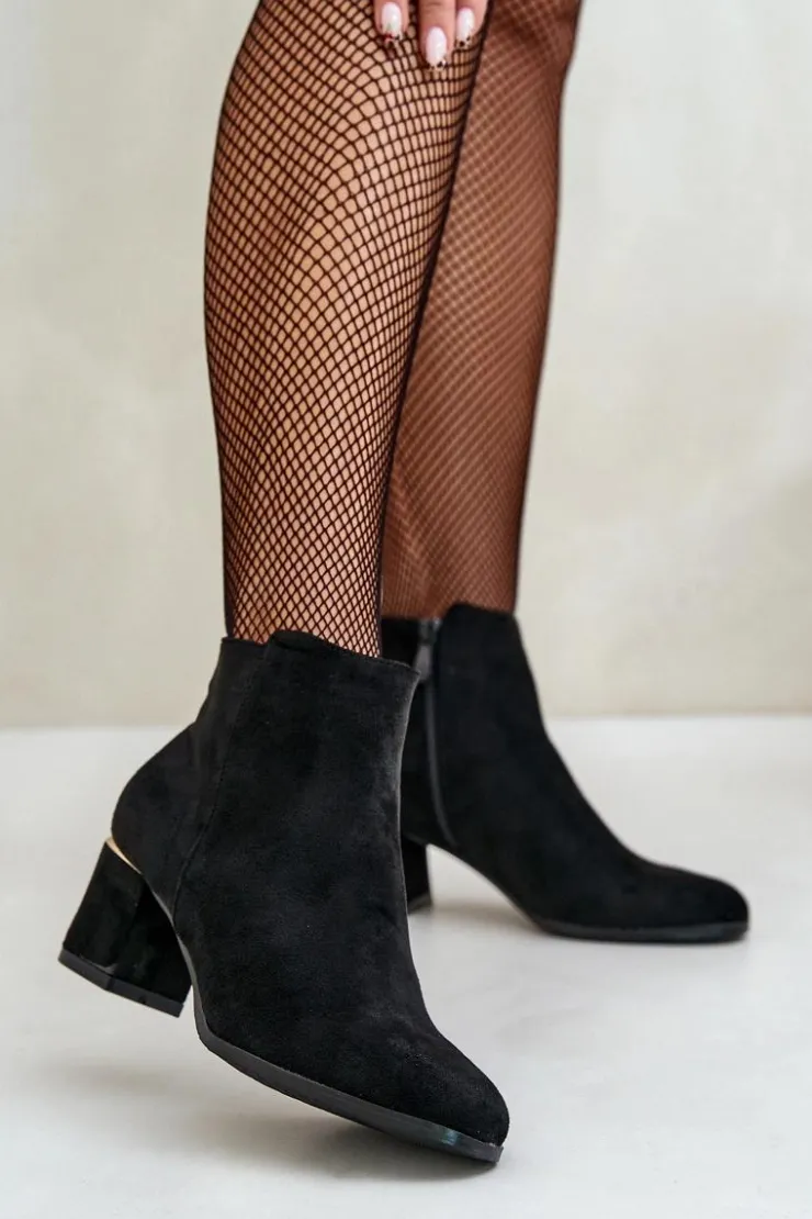 Boto Brązowe I Beżowe Botki|Botki Na Obcasie*Eko Zamszowe Botki Na Słupku Zapinane Na Zamek Czarne Sairis