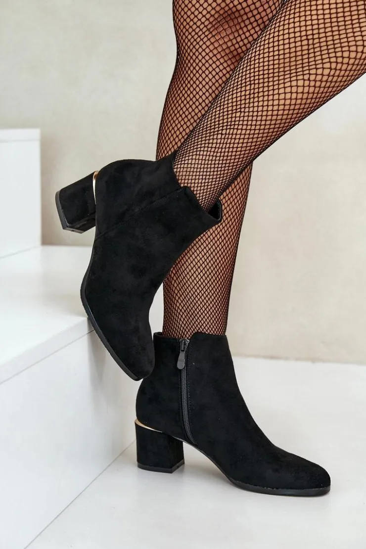 Boto Brązowe I Beżowe Botki|Botki Na Obcasie*Eko Zamszowe Botki Na Słupku Zapinane Na Zamek Czarne Sairis