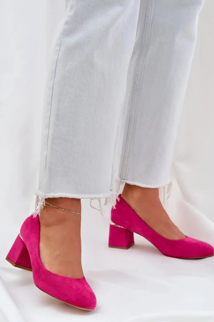 Boto Czółenka Zamszowe|Czółenka Na Słupku*Eko Zamszowe Czółenka Na Słupku Fuksja Veniffia