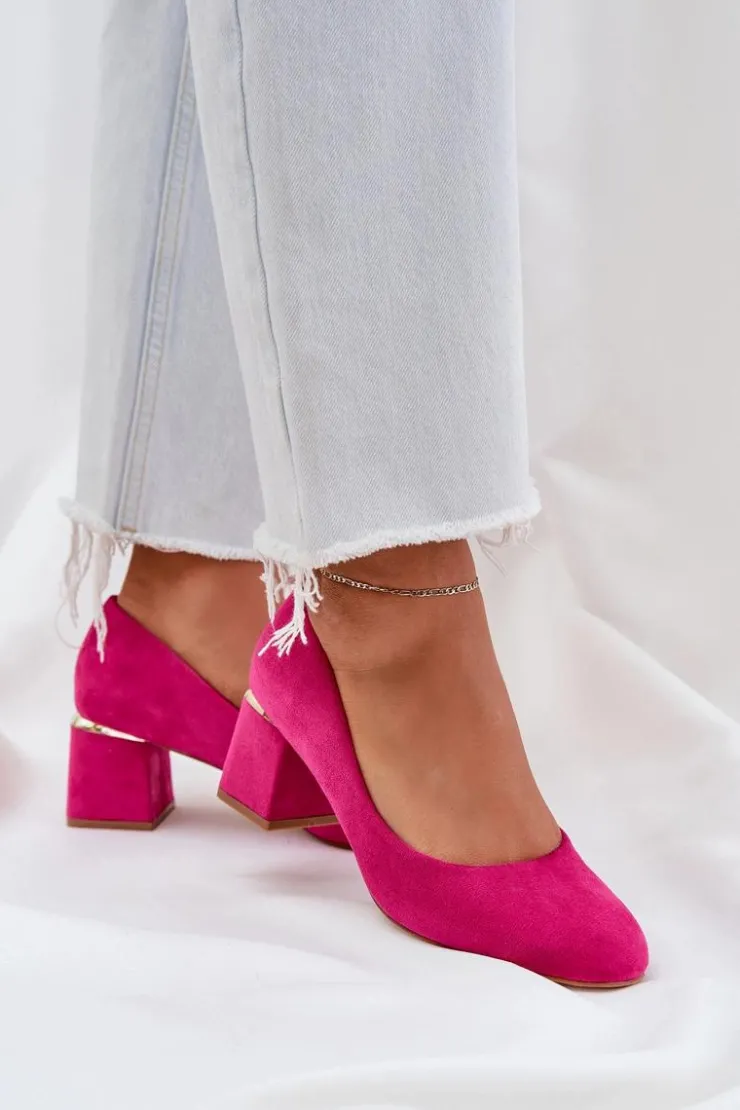 Boto Czółenka Zamszowe|Czółenka Na Słupku*Eko Zamszowe Czółenka Na Słupku Fuksja Veniffia