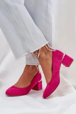 Boto Czółenka Zamszowe|Czółenka Na Słupku*Eko Zamszowe Czółenka Na Słupku Fuksja Veniffia