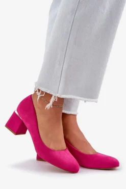 Boto Czółenka Zamszowe|Czółenka Na Słupku*Eko Zamszowe Czółenka Na Słupku Fuksja Veniffia