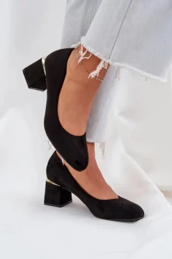 Online Boto Eko Zamszowe Czółenka Na Słupku Czarne Veniffia