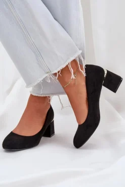 Online Boto Eko Zamszowe Czółenka Na Słupku Czarne Veniffia