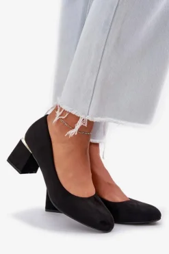 Online Boto Eko Zamszowe Czółenka Na Słupku Czarne Veniffia