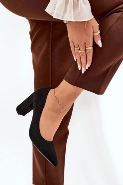 Discount Boto Eko Zamszowe Czółenka Na Słupku Czarne Ellinoria