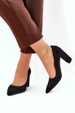 Discount Boto Eko Zamszowe Czółenka Na Słupku Czarne Ellinoria