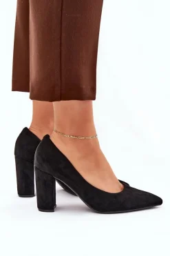 Discount Boto Eko Zamszowe Czółenka Na Słupku Czarne Ellinoria