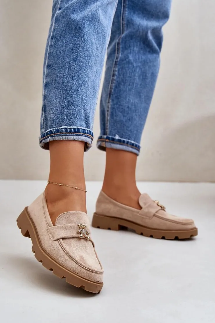 Damskie Boto Eko Zamszowe Damskie Mokasyny Z Misiem Beżowe Kaithra