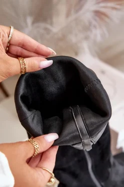 Boto Kozaki Przed Kolano|Kozaki Na Obcasie*Eko Zamszowe Kozaki Damskie Przed Kolano Na Zamek Czarne Elitara