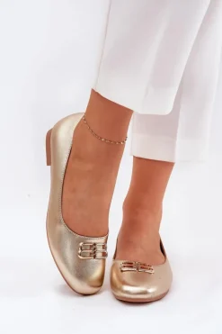 Buty damskie Vinceza Baleriny Skórzane|Baleriny Klasyczne*Eleganckie Baleriny Damskie Z Ozdobą Vinceza 62206 Złote Złoty