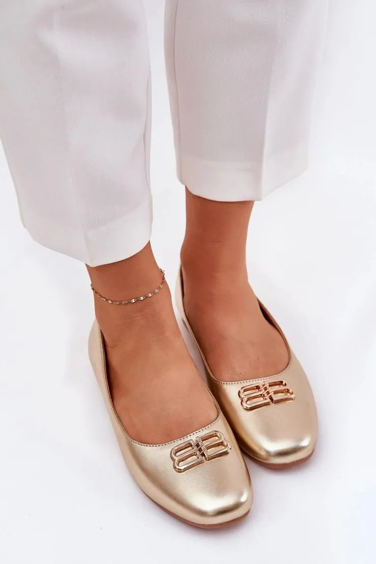 Buty damskie Vinceza Baleriny Skórzane|Baleriny Klasyczne*Eleganckie Baleriny Damskie Z Ozdobą Vinceza 62206 Złote Złoty