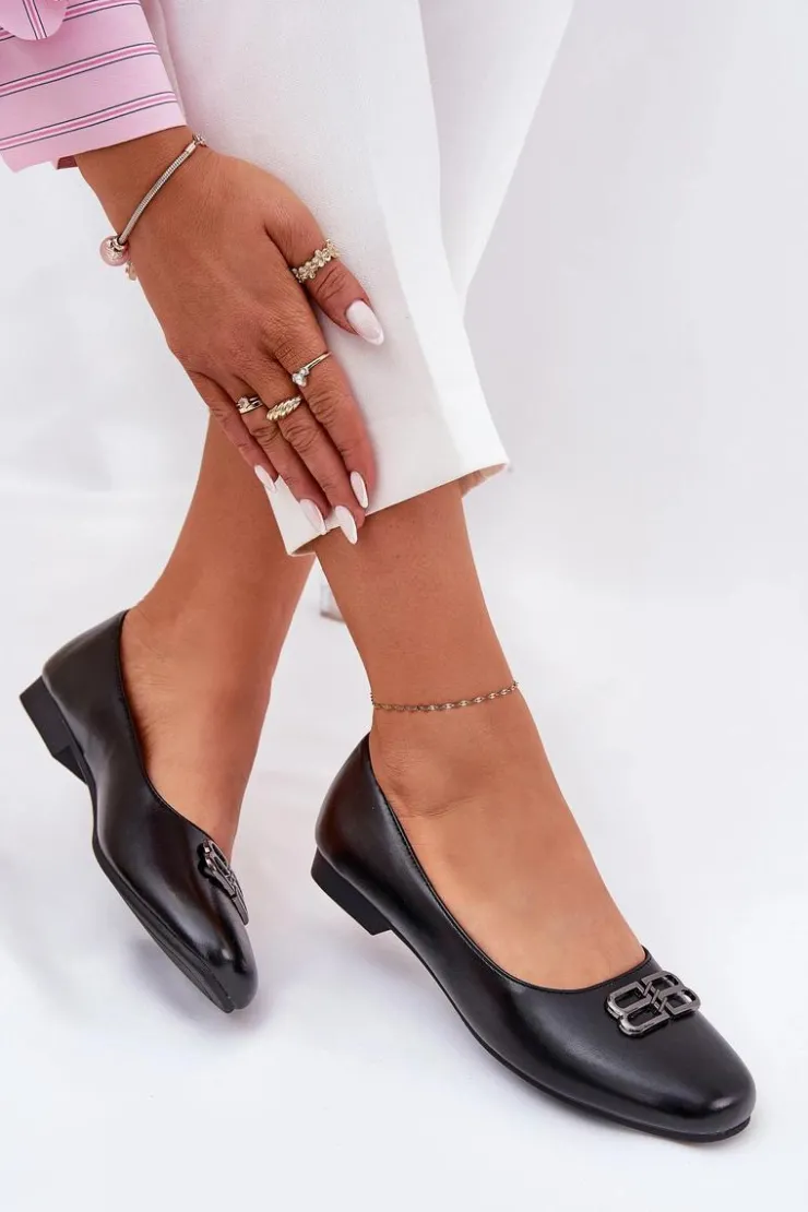 Damskie Buty damskie Vinceza Eleganckie Baleriny Damskie Z Ozdobą Vinceza 62206 Czarne