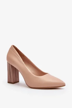 Buty Sergio Leone Czółenka Na Słupku|Czółenka Klasyczne*Eleganckie Czółenka Na Ozdobnym Słupku Sergio Leone PB217 Nude Beżowy