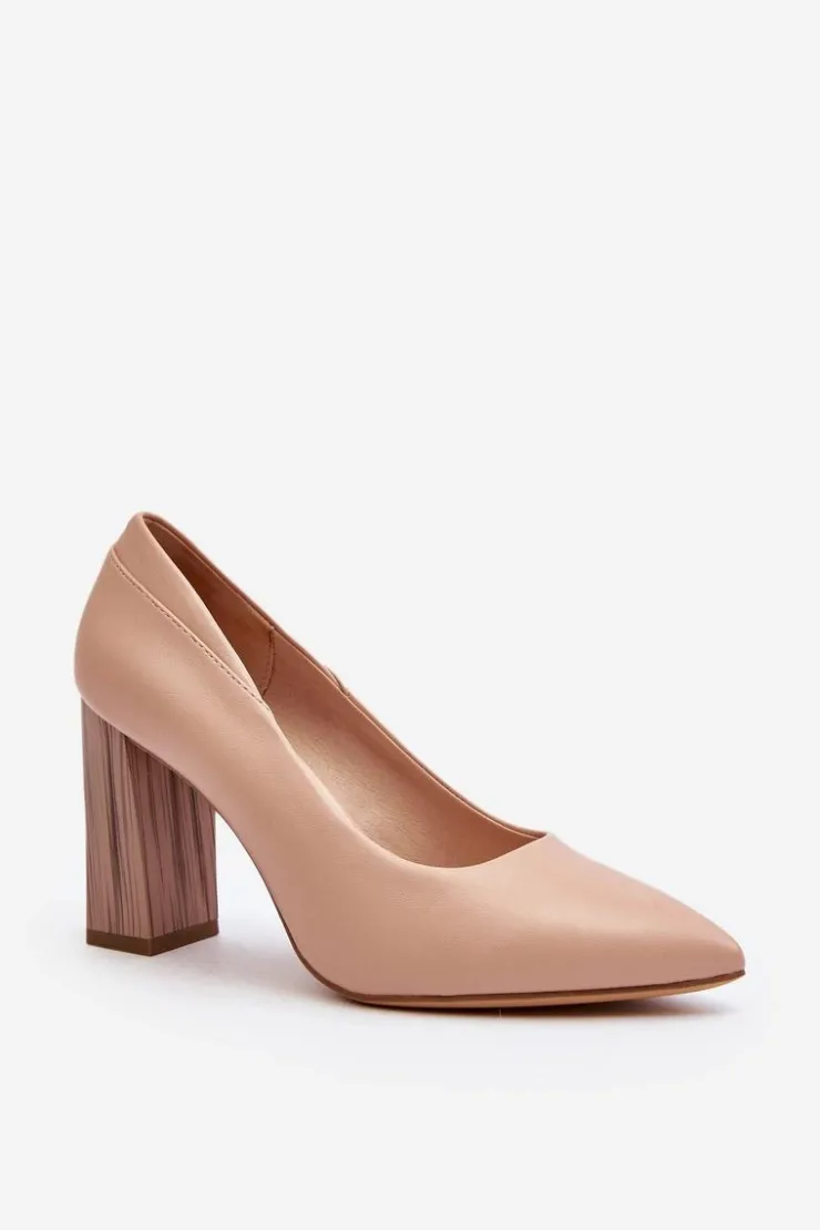 Buty Sergio Leone Czółenka Na Słupku|Czółenka Klasyczne*Eleganckie Czółenka Na Ozdobnym Słupku Sergio Leone PB217 Nude Beżowy