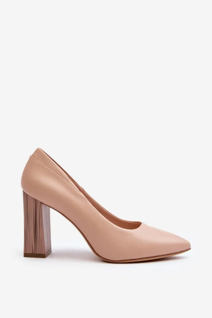 Buty Sergio Leone Czółenka Na Słupku|Czółenka Klasyczne*Eleganckie Czółenka Na Ozdobnym Słupku Sergio Leone PB217 Nude Beżowy