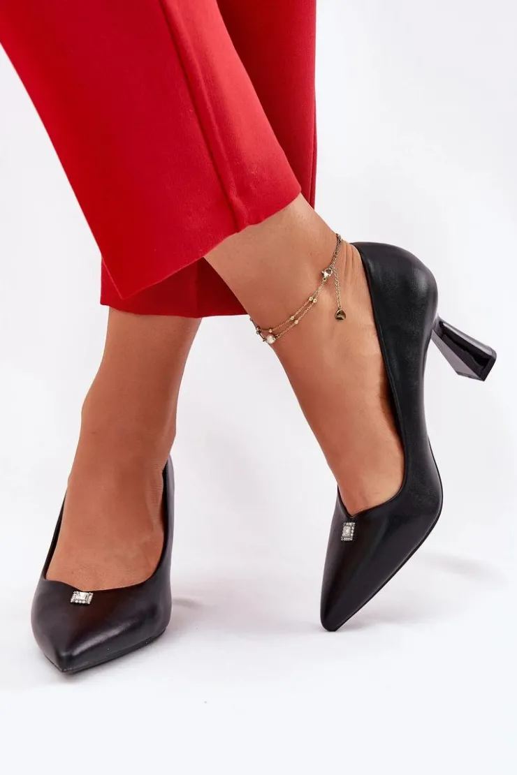 Damskie Buty damskie Vinceza Eleganckie Czółenka Na Rozszerzanej Szpilce Vinceza 62222 Czarne