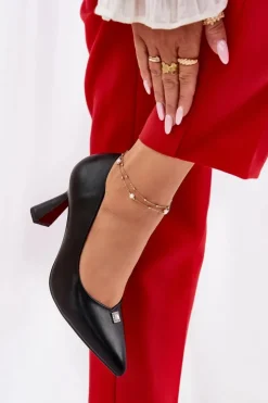 Damskie Buty damskie Vinceza Eleganckie Czółenka Na Rozszerzanej Szpilce Vinceza 62222 Czarne