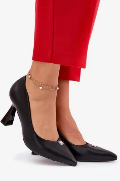 Damskie Buty damskie Vinceza Eleganckie Czółenka Na Rozszerzanej Szpilce Vinceza 62222 Czarne