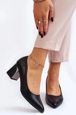 Boto Czółenka Na Słupku|Czółenka Klasyczne*Eleganckie Czółenka Na Słupku Czarne Emma