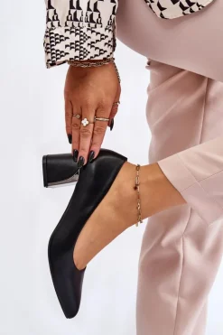 Boto Czółenka Na Słupku|Czółenka Klasyczne*Eleganckie Czółenka Na Słupku Czarne Emma