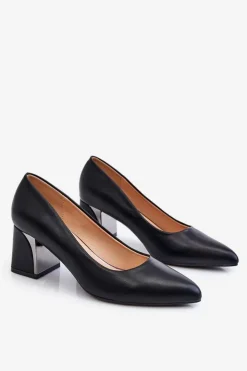 Boto Czółenka Na Słupku|Czółenka Klasyczne*Eleganckie Czółenka Na Słupku Czarne Emma