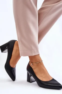 Boto Czółenka Na Słupku|Czółenka Klasyczne*Eleganckie Czółenka Na Słupku Czarne Emma