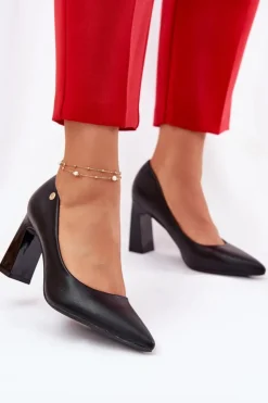 Damskie Buty damskie Vinceza Eleganckie Czółenka Na Słupkowym Obcasie Vinceza 62221 Czarne