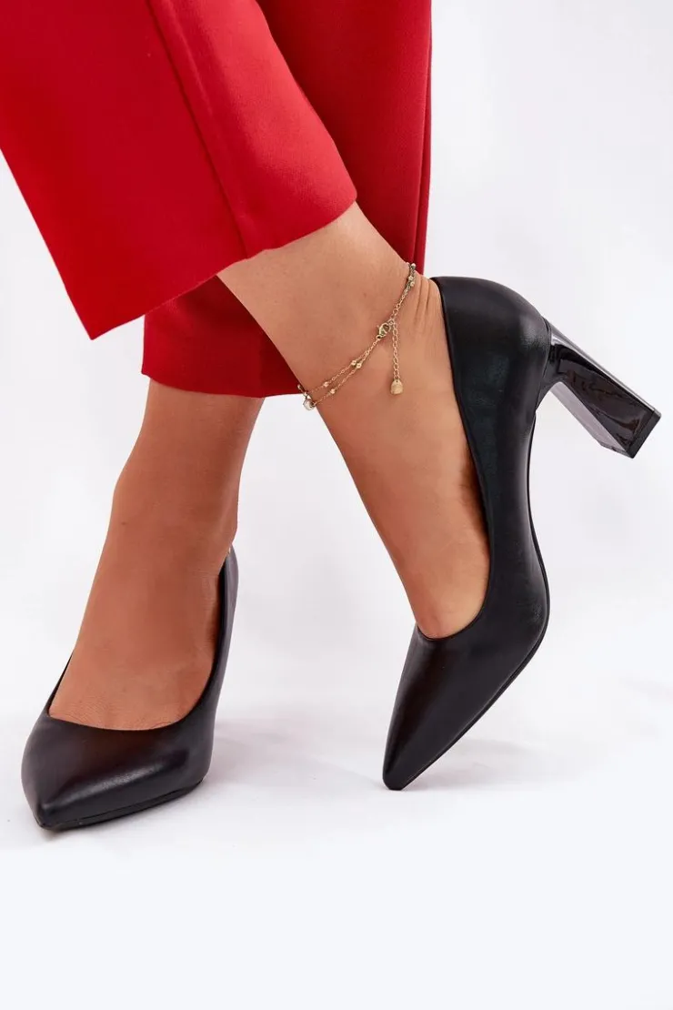 Damskie Buty damskie Vinceza Eleganckie Czółenka Na Słupkowym Obcasie Vinceza 62221 Czarne