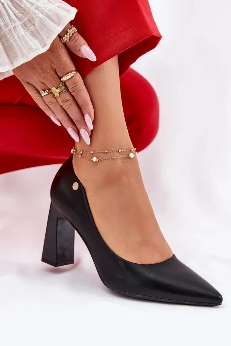 Damskie Buty damskie Vinceza Eleganckie Czółenka Na Słupkowym Obcasie Vinceza 62221 Czarne