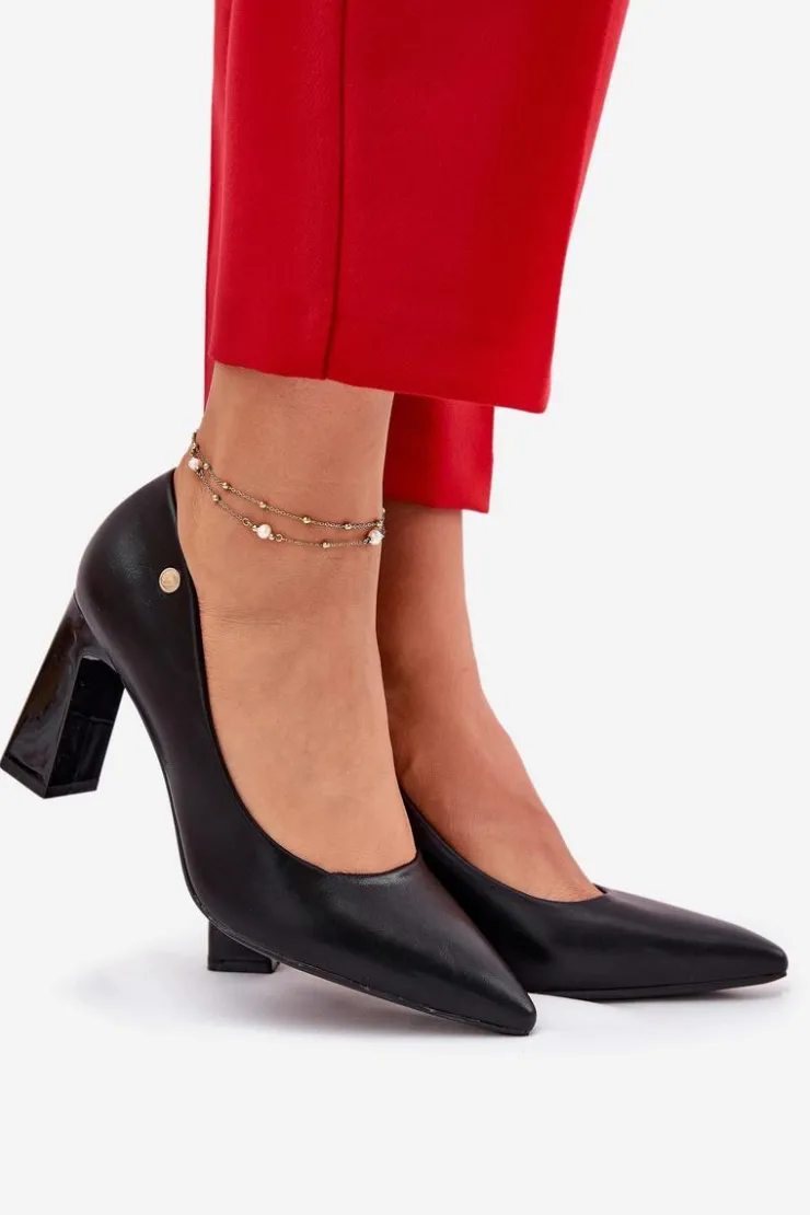 Damskie Buty damskie Vinceza Eleganckie Czółenka Na Słupkowym Obcasie Vinceza 62221 Czarne