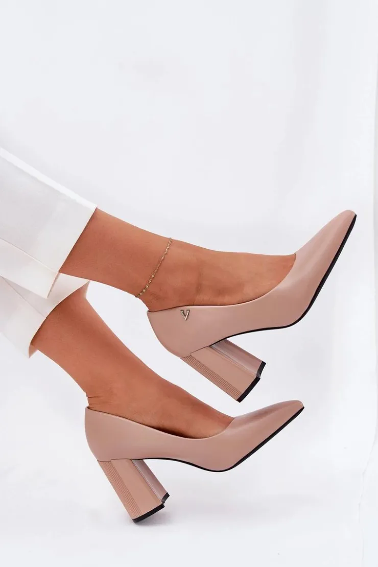 Damskie Buty damskie Vinceza Eleganckie Czółenka Na Słupku Vinceza 62220 Beżowe