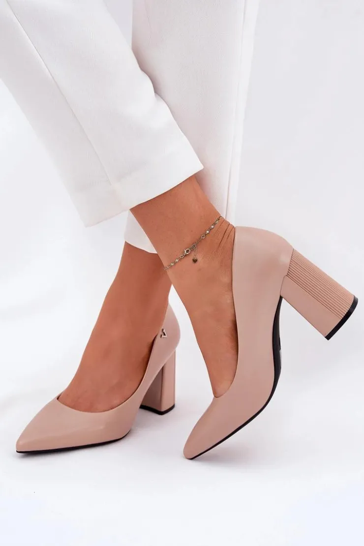 Damskie Buty damskie Vinceza Eleganckie Czółenka Na Słupku Vinceza 62220 Beżowe