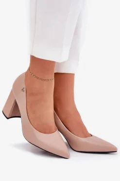 Damskie Buty damskie Vinceza Eleganckie Czółenka Na Słupku Vinceza 62220 Beżowe