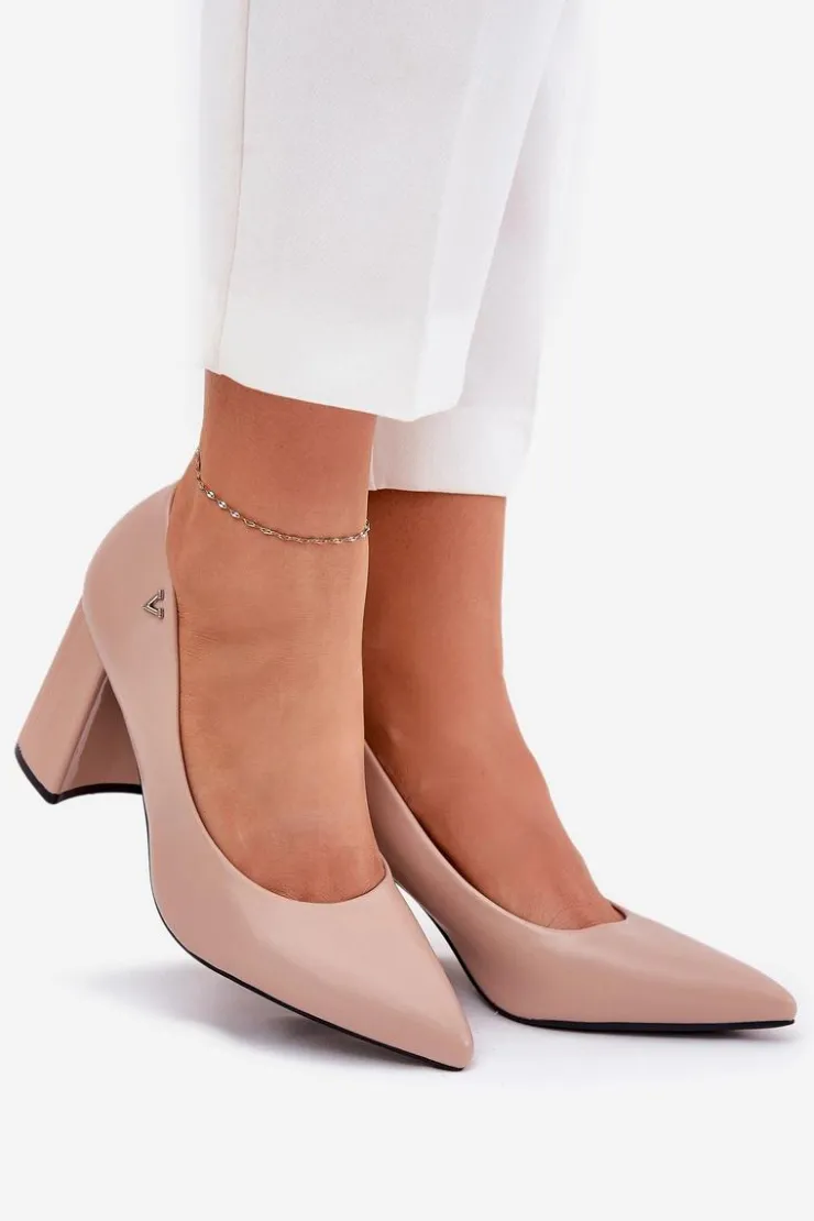 Damskie Buty damskie Vinceza Eleganckie Czółenka Na Słupku Vinceza 62220 Beżowe