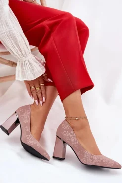 Buty damskie Vinceza Czółenka Na Słupku|Czółenka Klasyczne*Eleganckie Czółenka Na Słupku W Różowe Vinceza 62223 Różowe Różowy