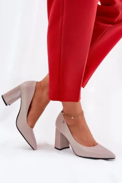 Buty damskie Vinceza Czółenka Na Słupku|Czółenka Klasyczne*Eleganckie Czółenka Na Słupku Vinceza 62220 Szare Szary