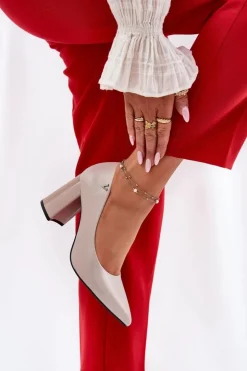 Buty damskie Vinceza Czółenka Na Słupku|Czółenka Klasyczne*Eleganckie Czółenka Na Słupku Vinceza 62220 Szare Szary