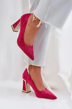 Sale Boto Eleganckie Czółenka Na Słupku Szpiczaste Noski Fuksja Falseki