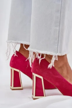 Sale Boto Eleganckie Czółenka Na Słupku Szpiczaste Noski Fuksja Falseki