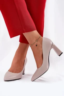 Best Buty damskie Vinceza Eleganckie Czółenka Na Słupkowym Obcasie Vinceza 62221 Szare Szary