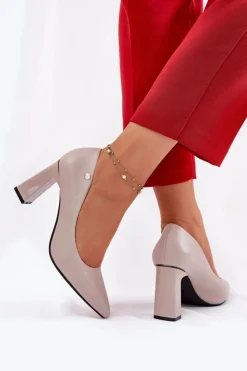 Best Buty damskie Vinceza Eleganckie Czółenka Na Słupkowym Obcasie Vinceza 62221 Szare Szary