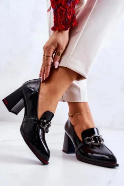 Damskie Damskie buty S.Barski Eleganckie Czółenka Na Słupku Czarne Callim