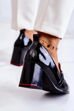 Damskie Damskie buty S.Barski Eleganckie Czółenka Na Słupku Czarne Callim