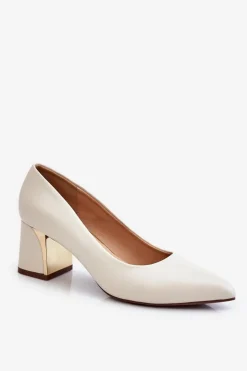 Damskie Boto Eleganckie Czółenka Na Słupku Beżowe Emma