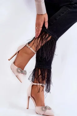 Outlet Boto Eleganckie Czółenka Na Szpilce Z Kokardą Beżowe Hettie