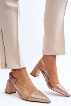 D&A Eleganckie Czółenka W Szpic MR91292-1 Champagne